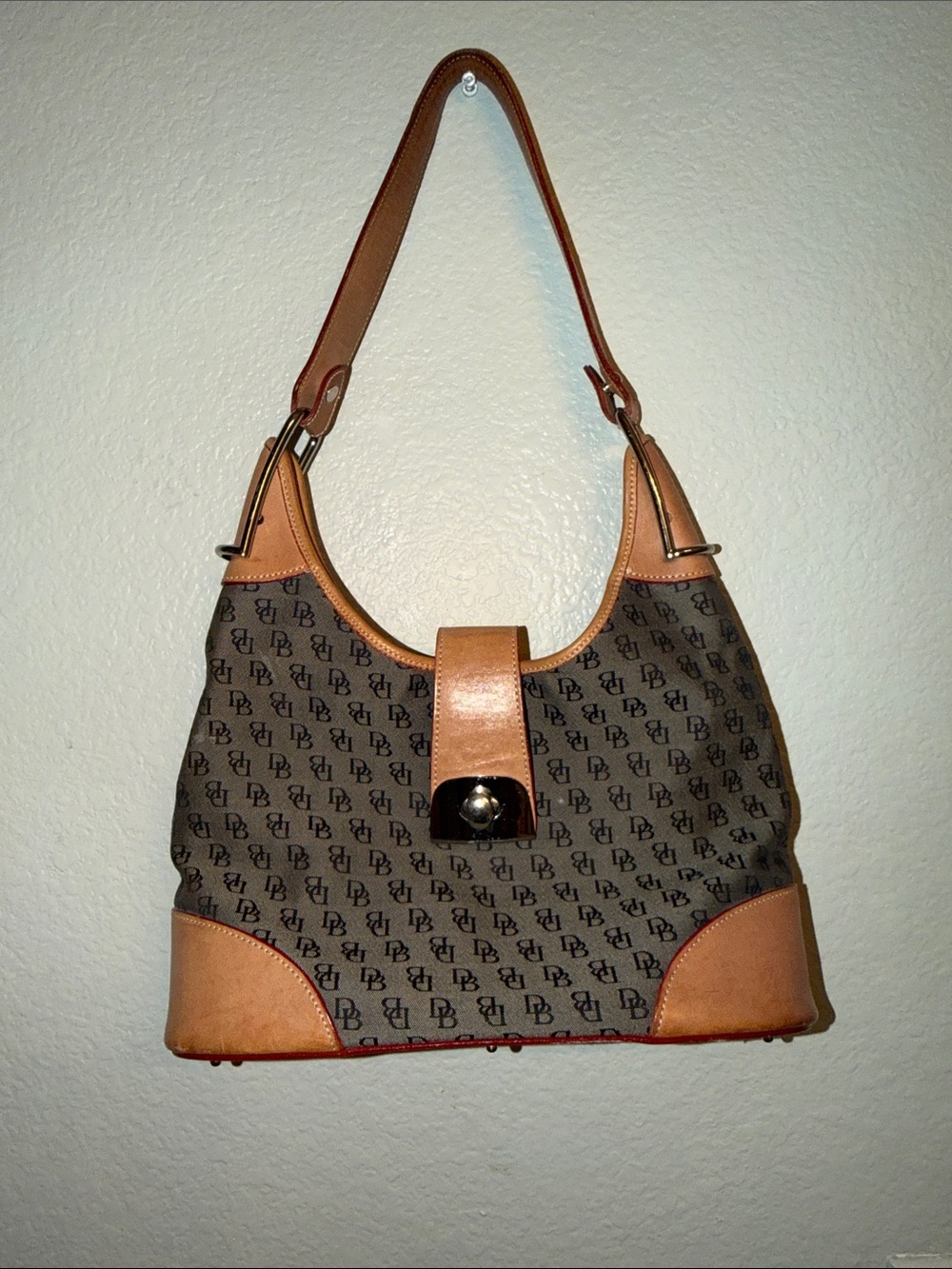 Dooney & Bourke Brown and Tan Monogram Shoulder Bag
